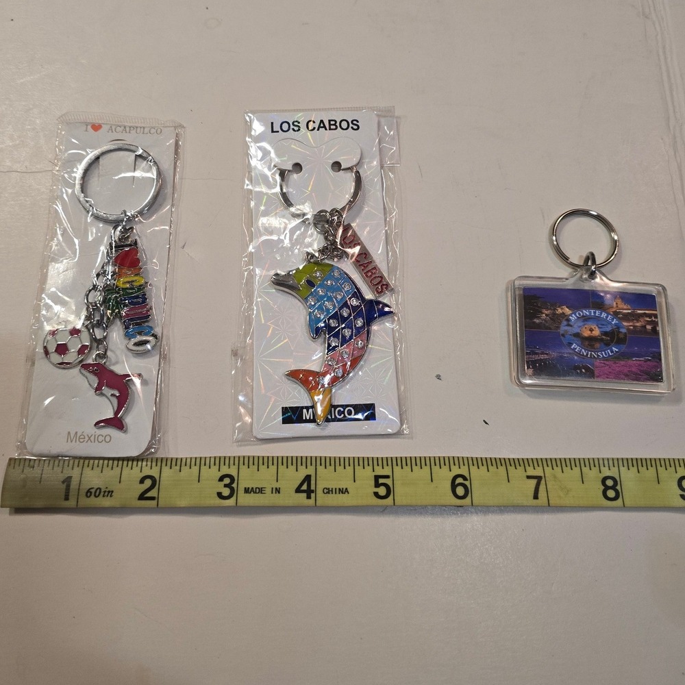 3pc Souvenir Keychain Lot Acapulco Los Cabos Dolphin Monterey Peninsula Travel